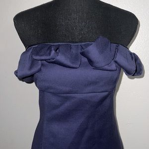 Vintage NWT Valentino RED Navy minidress with ruffle top.